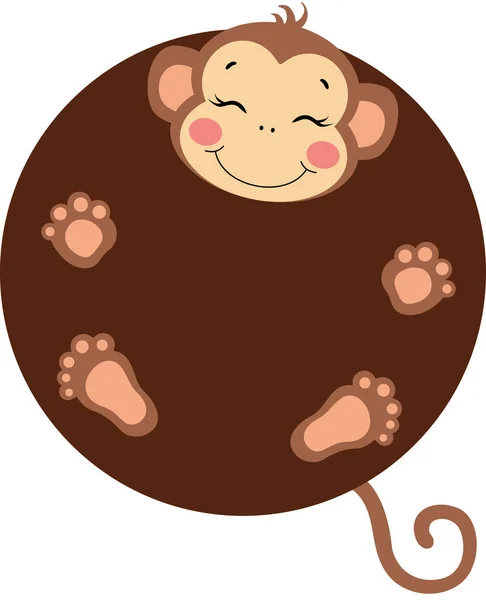 Śmieszne Cute Małpa Okrągłym Ciałem — Wektor stockowy