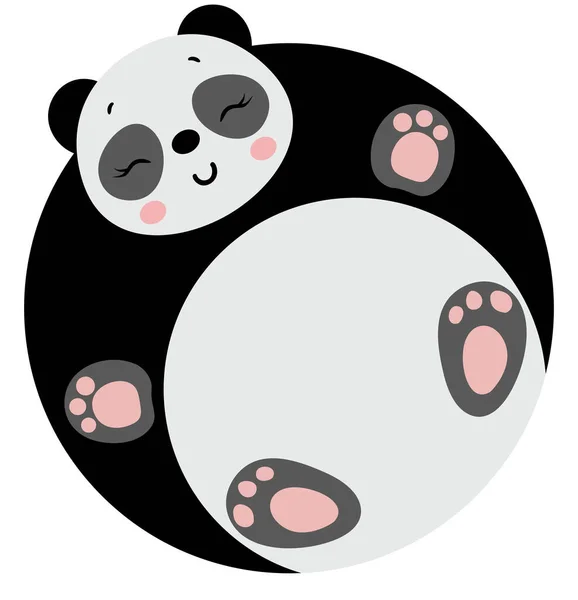 Drôle Panda Mignon Avec Corps Rond — Image vectorielle