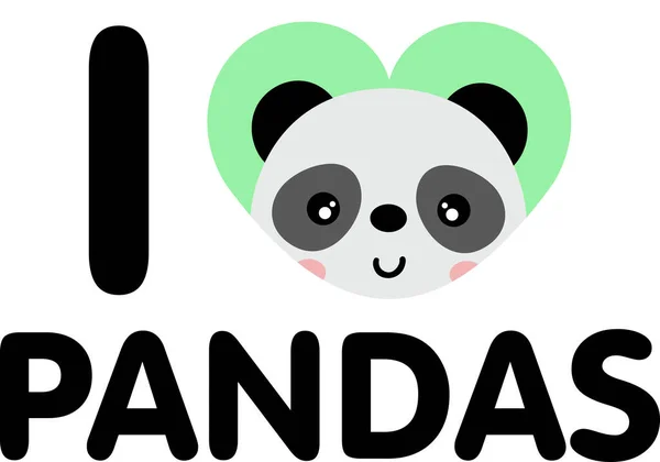 Texto Palavra Amo Pandas — Vetor de Stock