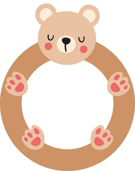 Lustige Teddybär Runden Rahmen — Stockvektor