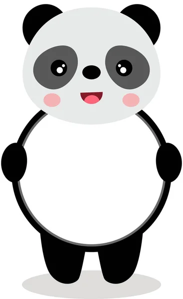 Mignon Panda Avec Cercle Signe Blanc — Image vectorielle