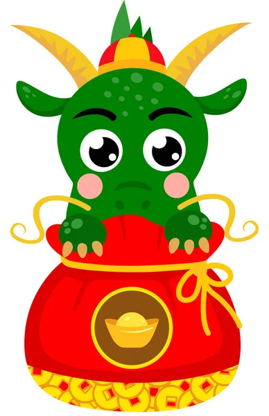 Dragon Zodiaque Chinois Mignon Intérieur Sac Pièces — Image vectorielle