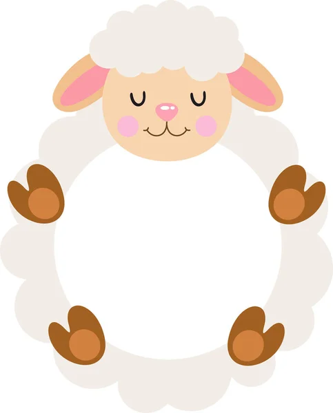 面白い子羊の丸いフレーム — ストックベクタ