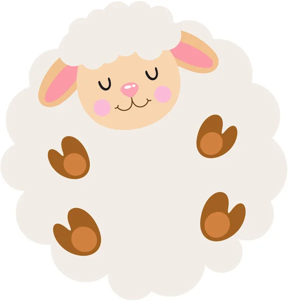 丸い体を持つ面白い子羊 — ストックベクタ