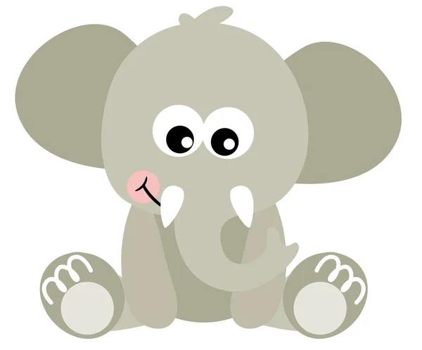 Divertido Lindo Bebé Elefante Sentado — Vector de stock