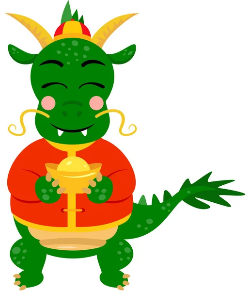 Zabawny Zodiak Zielony Smok Chiński Symbol Szczęścia — Wektor stockowy