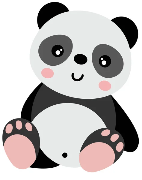 Mignon Panda Assis Isolé Sur Blanc — Image vectorielle