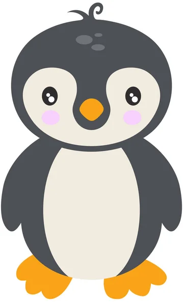 Aranyos Pingvin Áll Elszigetelt Fehér — Stock Vector