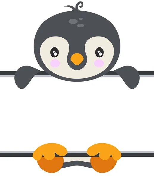 Mignon Pingouin Avec Panneau Vierge — Image vectorielle