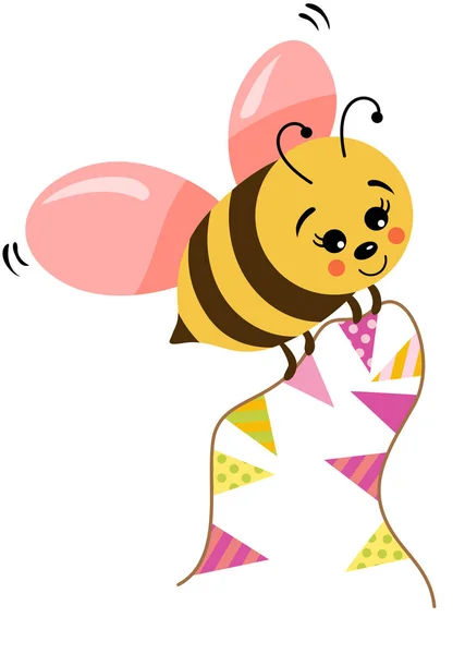 挂满党旗的生日蜜蜂 — 图库矢量图片