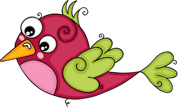 Śmieszne Słodkie Ptak Latanie Odizolowane — Wektor stockowy