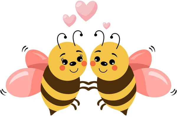 快乐的一对恋爱中的蜜蜂 — 图库矢量图片