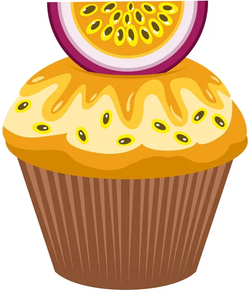 Smaklig Cupcake Passionsfrukt — Stock vektor