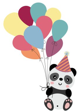 Doğum günün kutlu olsun, balon tutan panda