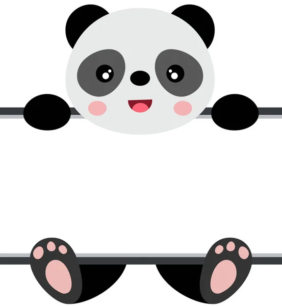 Aranyos Panda Üres Táblával — Stock Vector