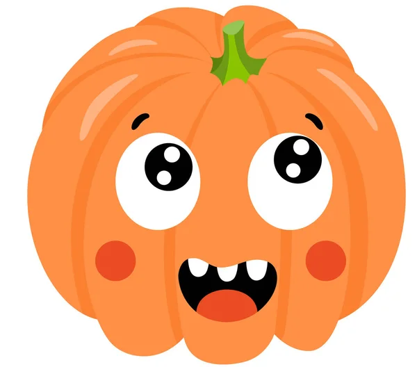 Funny Naranja Calabaza Halloween Aislado Blanco — Vector de stock