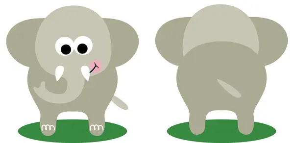Cute Elephant Front Back Position — Stock Vector