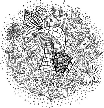 Karalama tarzında sonbahar siyah çizimi