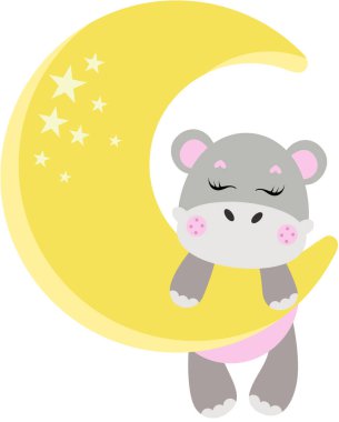 Sarı ay 'da sallanan sevimli su aygırı