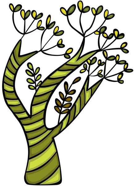Grüner Baum Cartoon Zeichenstil — Stockvektor