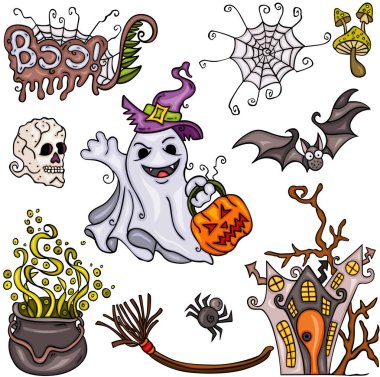 Mutlu Cadılar Bayramı 'nın el çizimi karalama stili