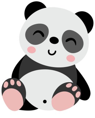 Küçük şirin panda tek başına oturuyor.