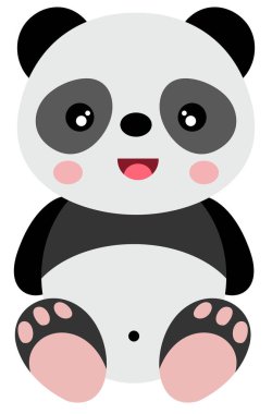 Küçük şirin panda tek başına oturuyor.