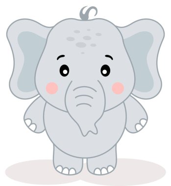 Şirin bebek fil üzerinde beyaz izole