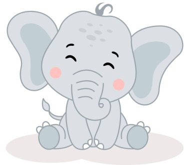 Mutlu bebek fil beyazda izole edilmiş