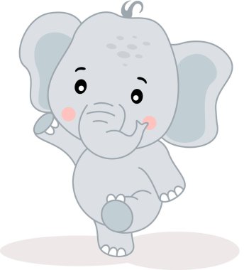 Komik bebek fil beyazda izole edilmiş