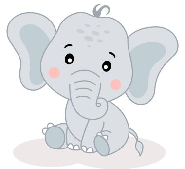 Komik bebek fil beyazda tek başına oturuyor.