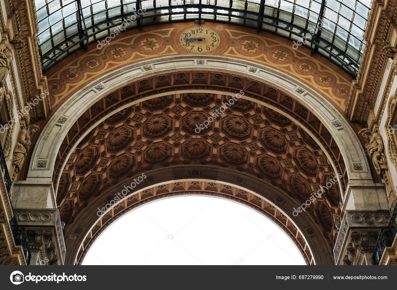Milan Italy August 2023 Building Details Galleria Vittorio Emanuele