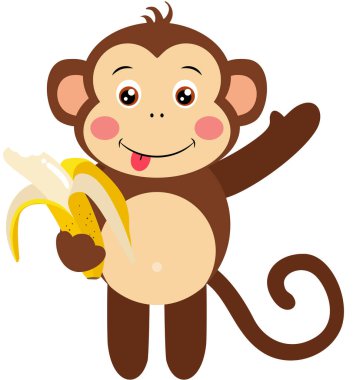 Şirin maymun sallanıyor muz yiyor