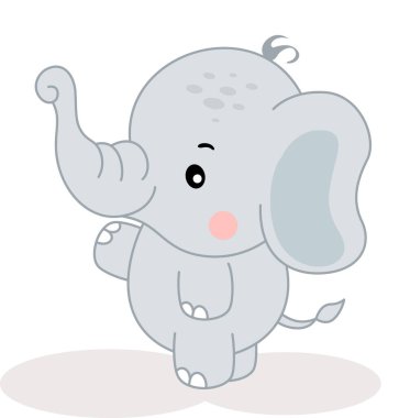 Tatlı bebek fil tek başına duruyor.