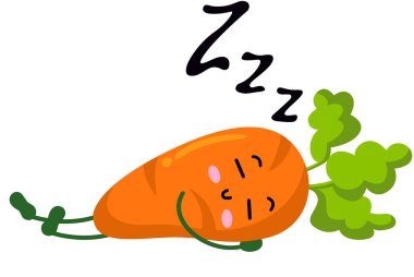 Taze havuç komik maskot uyuyor.