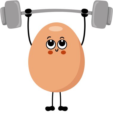 Komik yumurta maskotu spor salonu yapıyor.