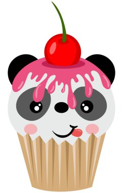 Lezzetli bir kekin üstünde şirin bir panda.
