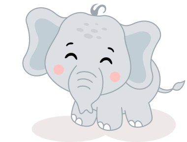 Mutlu bebek fil beyazda izole edilmiş