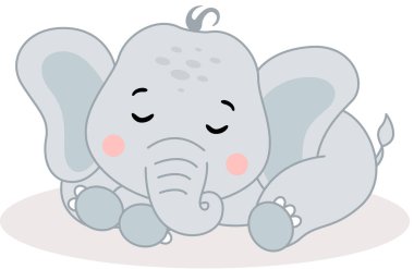 Tatlı şirin bebek fil uyuyor.