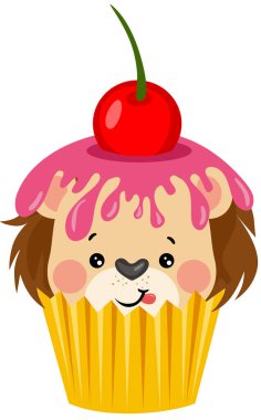 Lezzetli bir kekin üstünde şirin bir aslan.