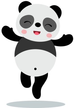 Şirin panda gülerken mutlu beyaz tenli