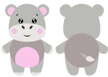 Önde ve arkada sevimli su aygırı var.