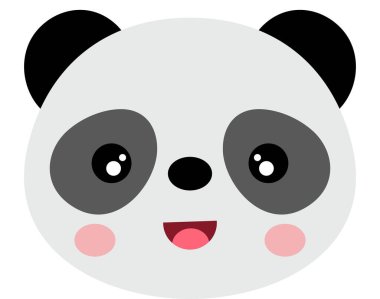 Arkadaş canlısı panda yüzü izole edilmiş.