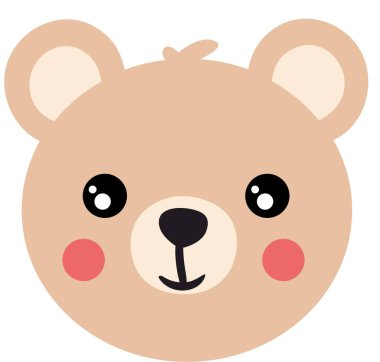 Dost canlısı oyuncak ayı yüzü izole edilmiş.