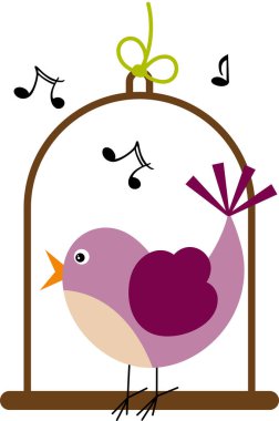 Sevimli küçük kuş yalnız şarkı söylüyor.