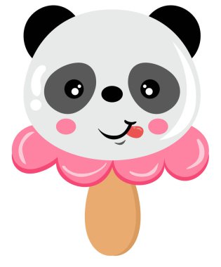 Çubuktaki komik küçük panda dondurması