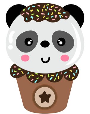 Tatlı panda çikolatalı dondurma kağıt yuvarlak kutuda.