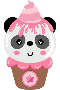 Kağıt yuvarlak kutuda tatlı panda dondurması