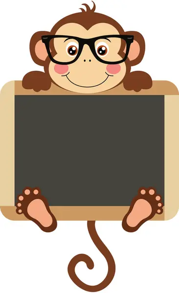 Monkey Teacher School Blackboard — Stock Vector