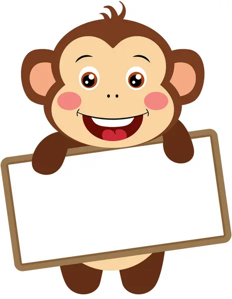 Cute Monkey Blank Signboard — Stock Vector